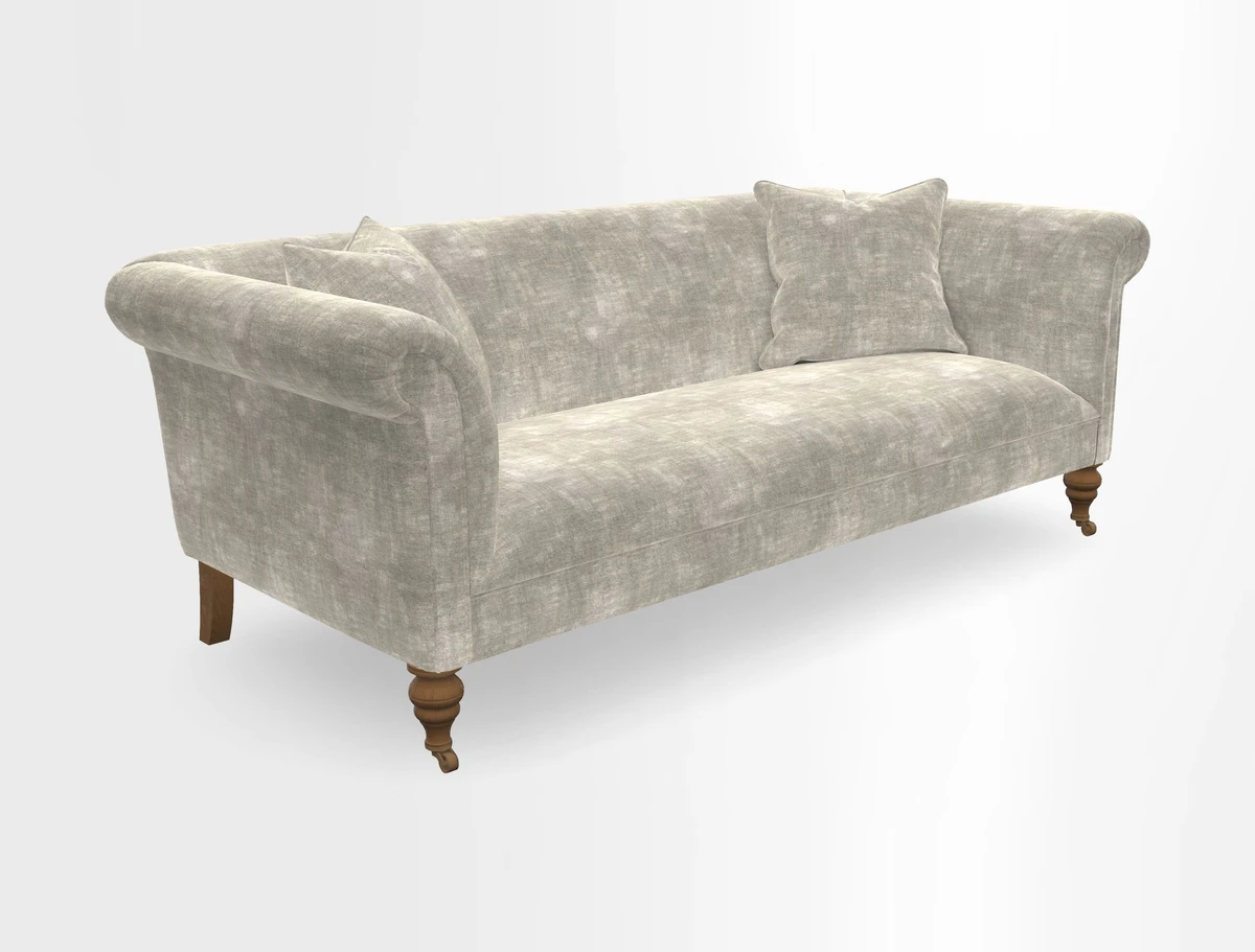 Masham 3 Seater Sofa in V&A Threads of India on Linen Paisley Splendour Steel