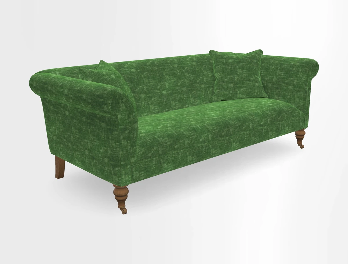 Masham 3 Seater Sofa in V&A Threads of India on Linen Paisley Splendour Steel