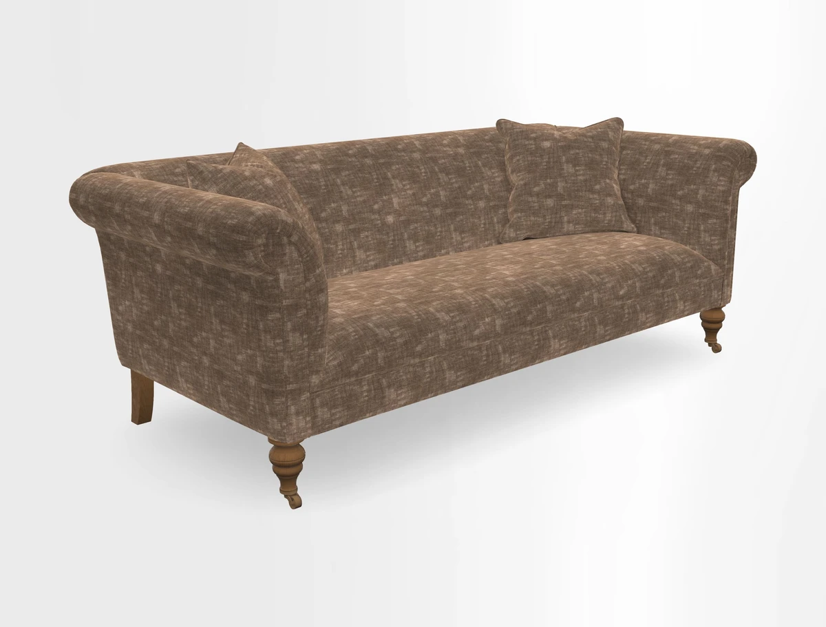 Masham 3 Seater Sofa in V&A Threads of India on Linen Paisley Splendour Steel