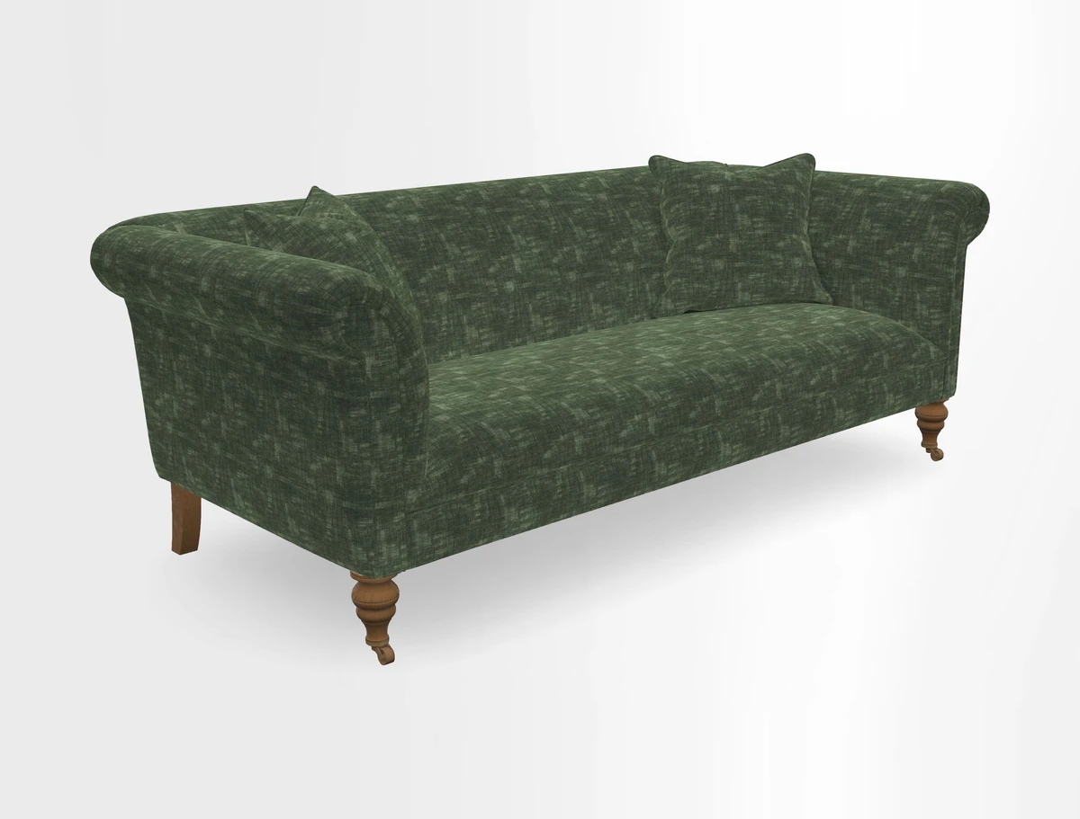 Masham 3 Seater Sofa in V&A Threads of India on Linen Paisley Splendour Steel