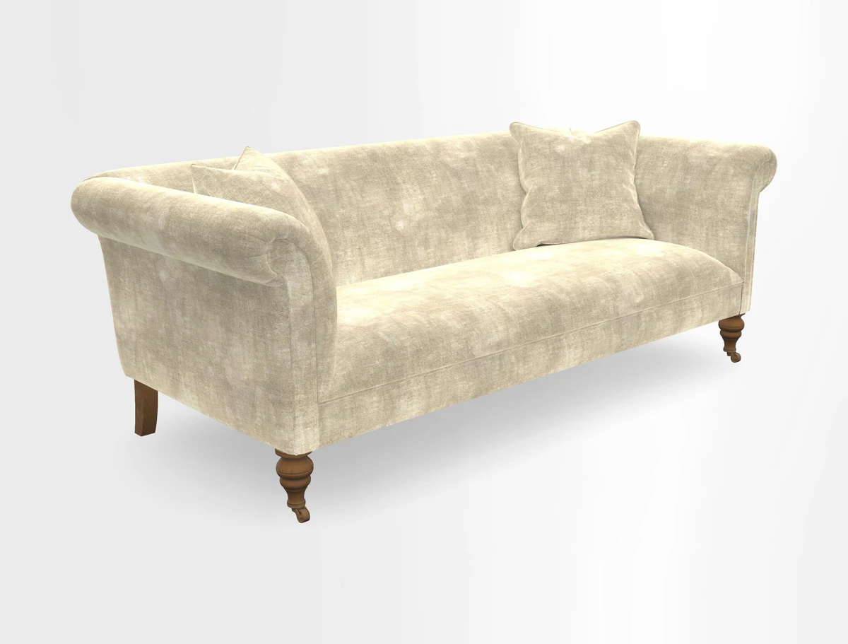 Masham 3 Seater Sofa in V&A Threads of India on Linen Paisley Splendour Steel