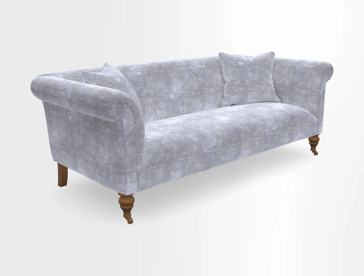 Masham 3 Seater Sofa in V&A Threads of India on Linen Paisley Splendour Steel