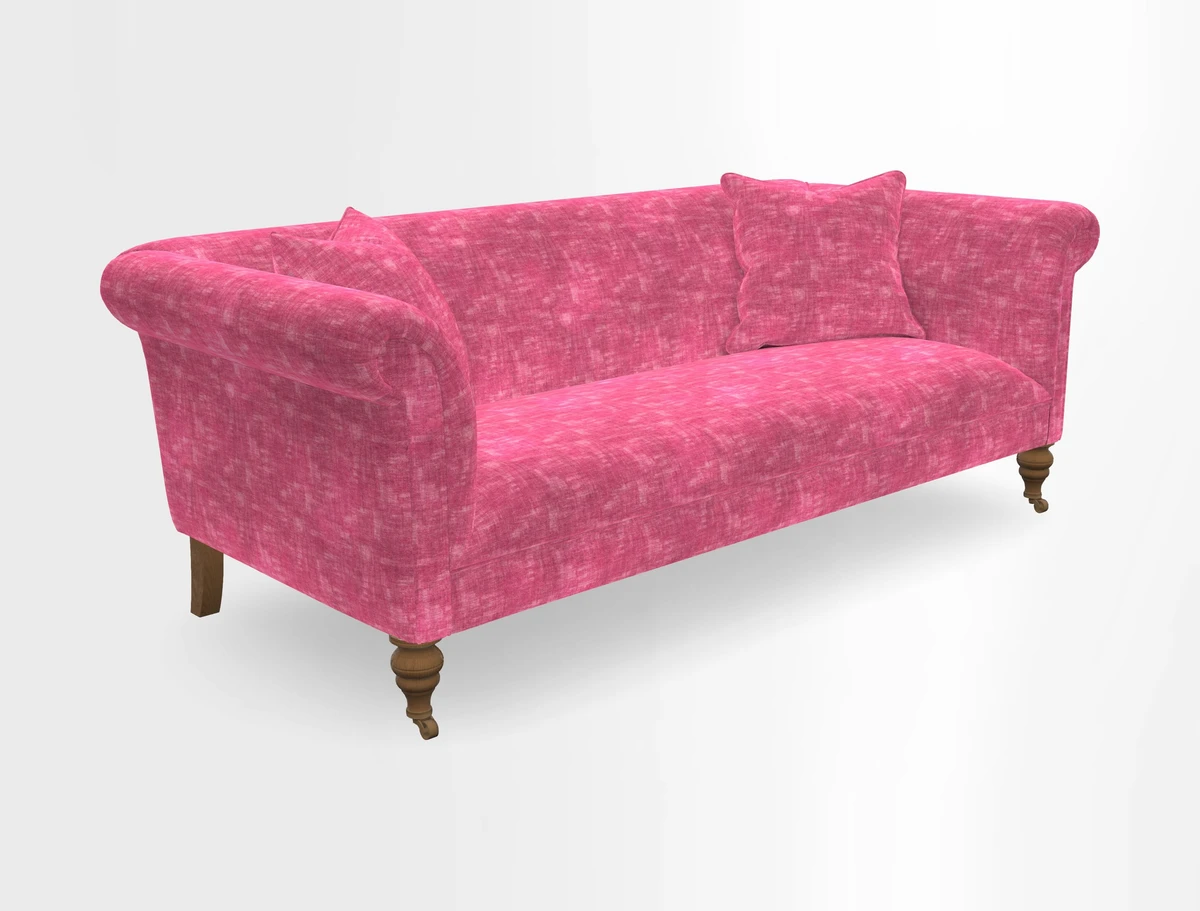 Masham 3 Seater Sofa in V&A Threads of India on Linen Paisley Splendour Steel
