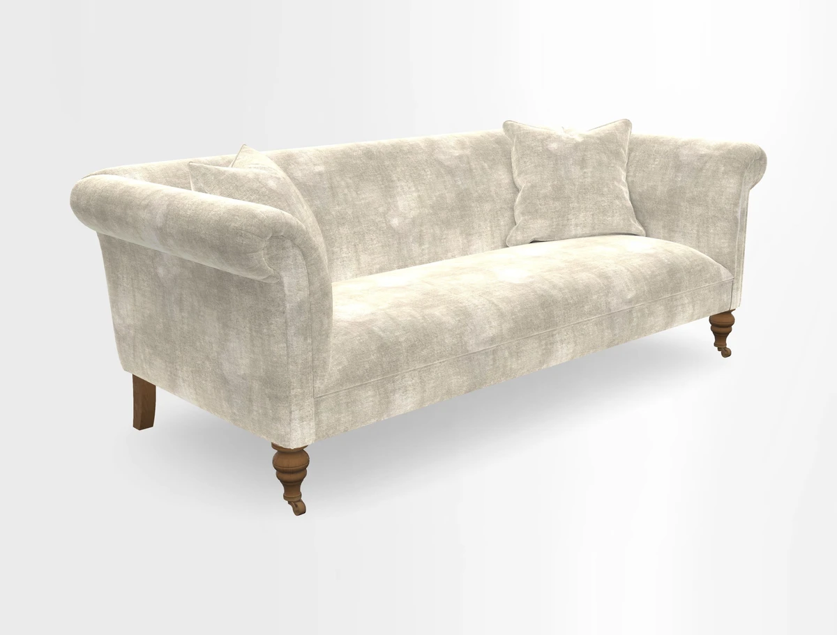 Masham 3 Seater Sofa in V&A Threads of India on Linen Paisley Splendour Steel