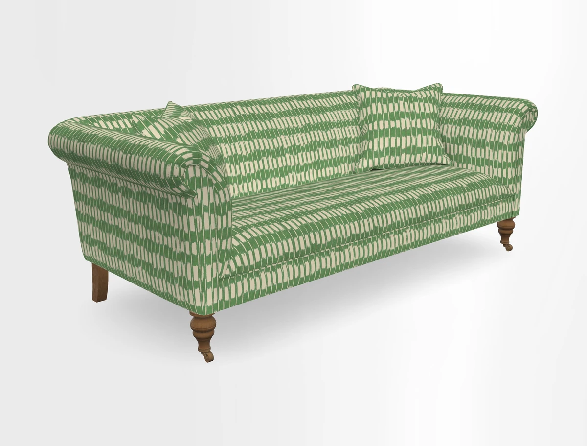 Masham 3 Seater Sofa in V&A Threads of India on Linen Paisley Splendour Steel