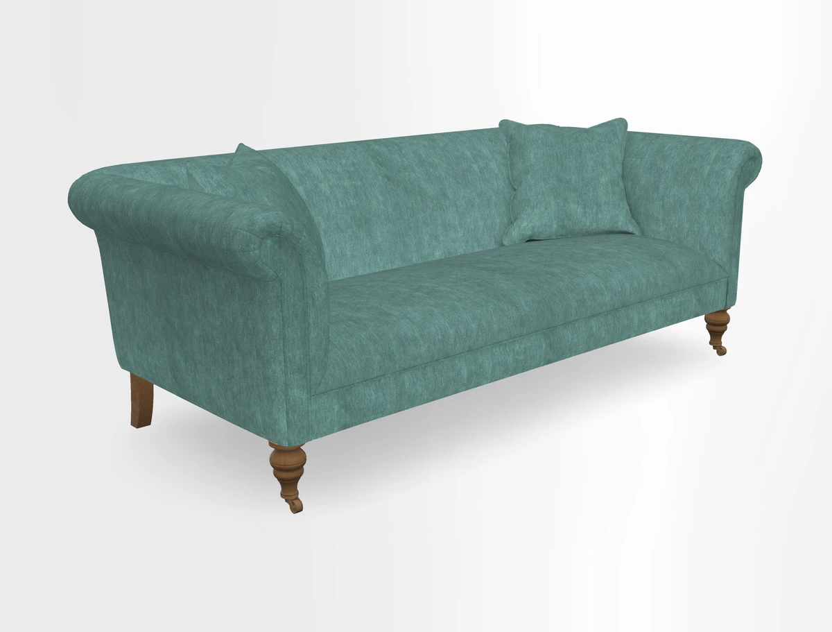 Masham 3 Seater Sofa in V&A Threads of India on Linen Paisley Splendour Steel