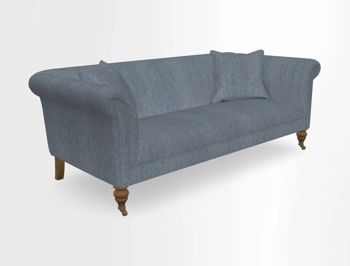Masham 3 Seater Sofa in V&A Threads of India on Linen Paisley Splendour Steel