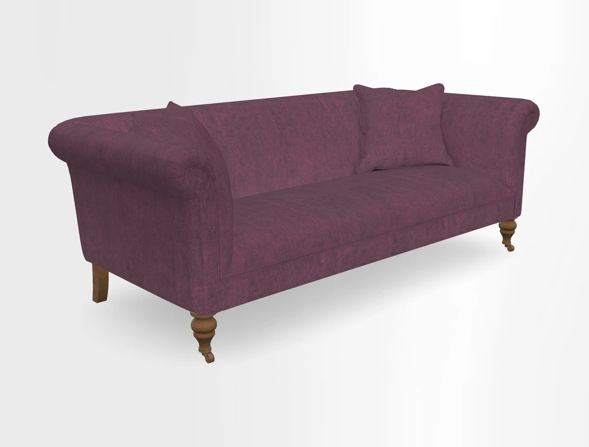 Masham 3 Seater Sofa in V&A Threads of India on Linen Paisley Splendour Steel