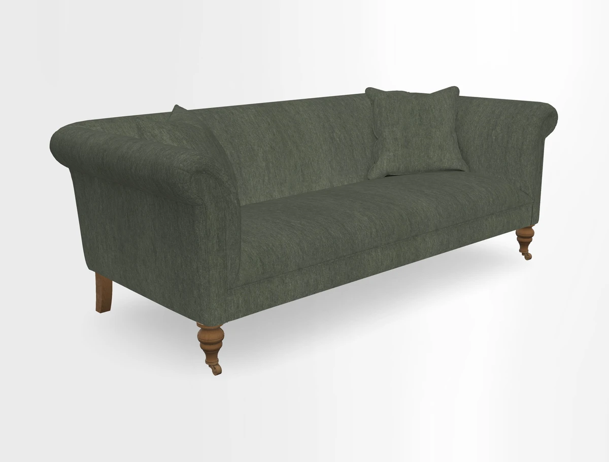 Masham 3 Seater Sofa in V&A Threads of India on Linen Paisley Splendour Steel