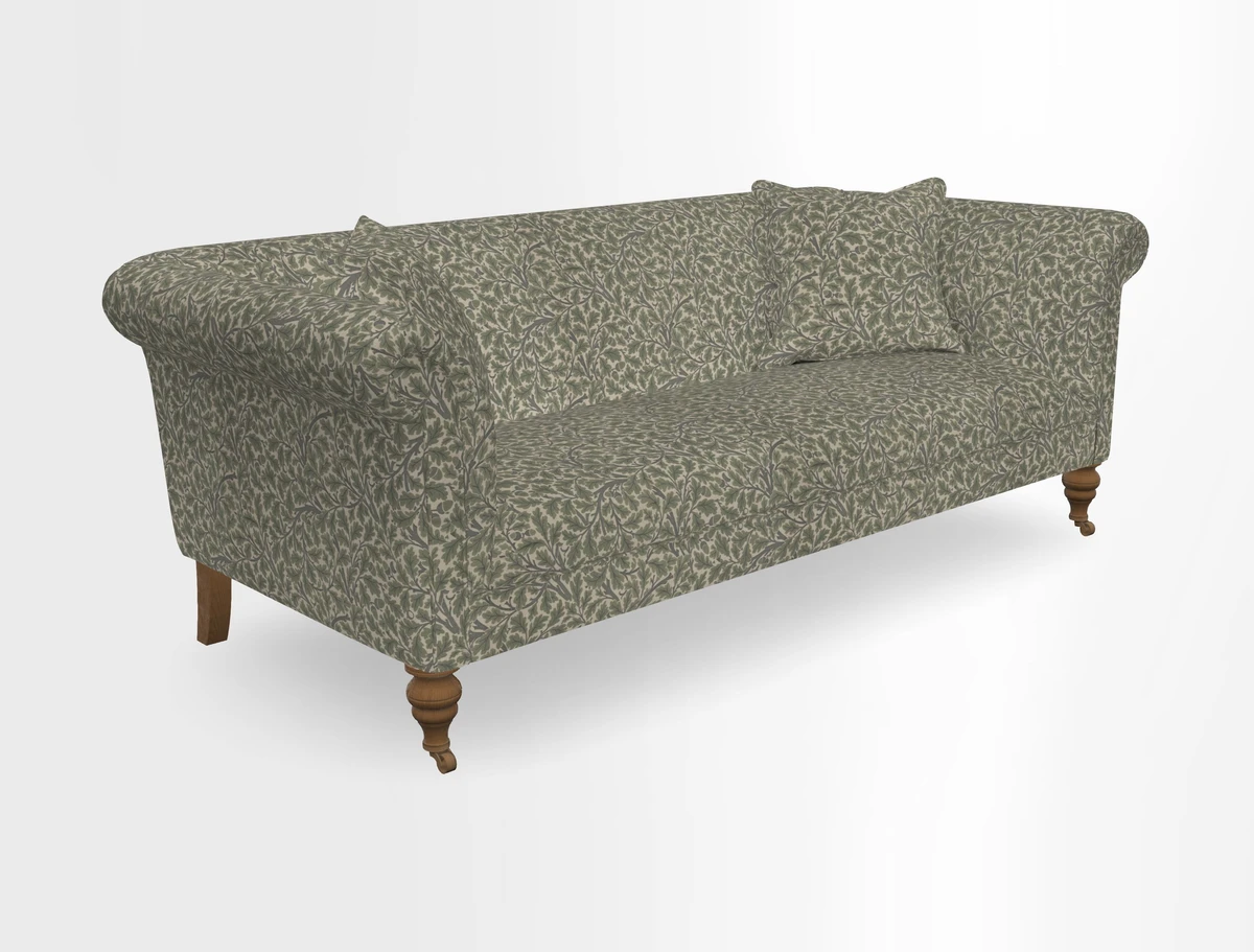 Masham 3 Seater Sofa in V&A Threads of India on Linen Paisley Splendour Steel