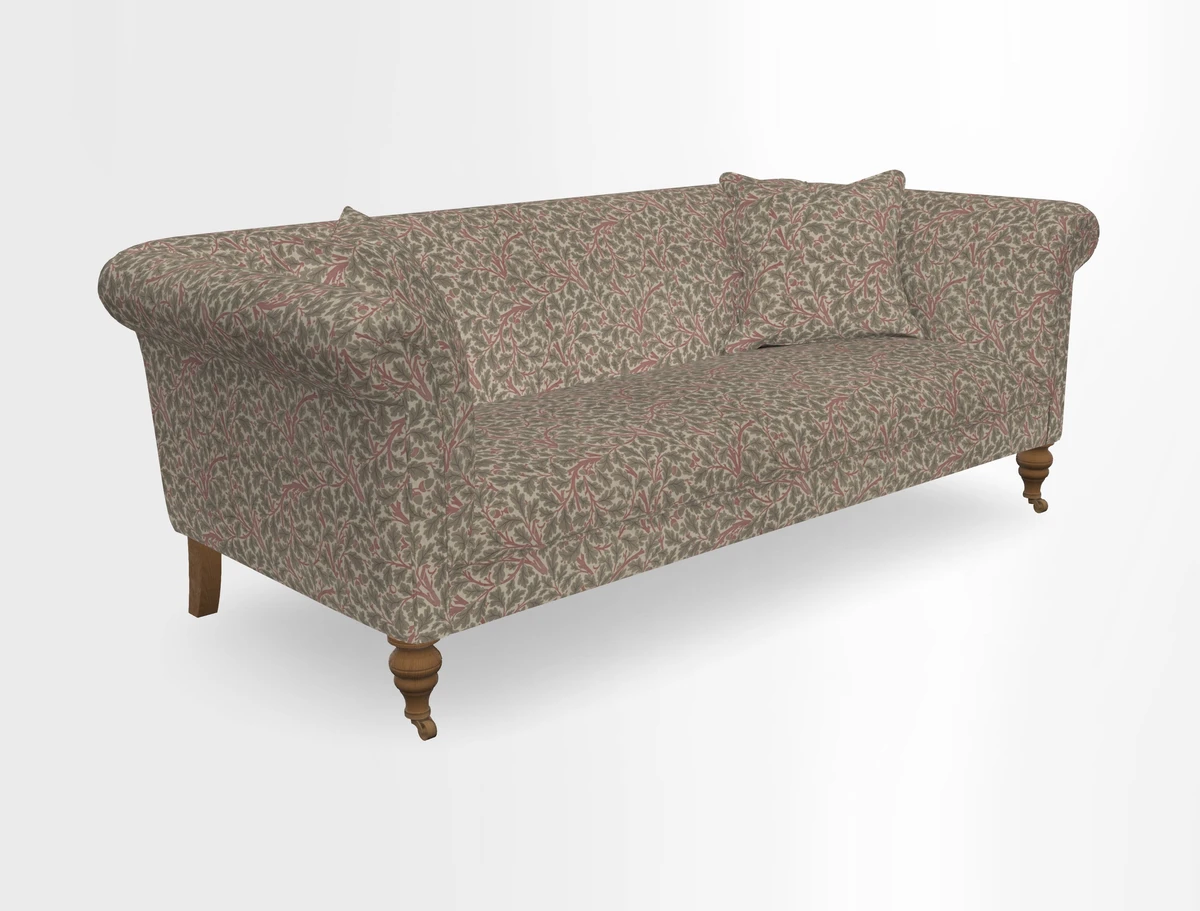 Masham 3 Seater Sofa in V&A Threads of India on Linen Paisley Splendour Steel