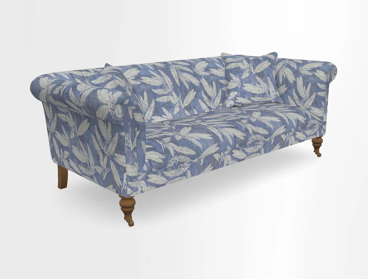 Masham 3 Seater Sofa in V&A Threads of India on Linen Paisley Splendour Steel