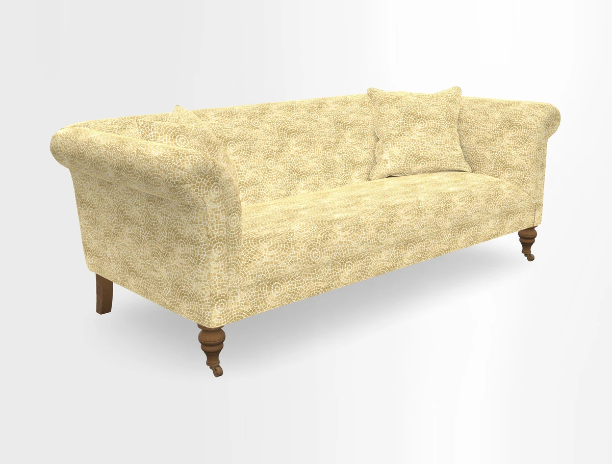 Masham 3 Seater Sofa in V&A Threads of India on Linen Paisley Splendour Steel