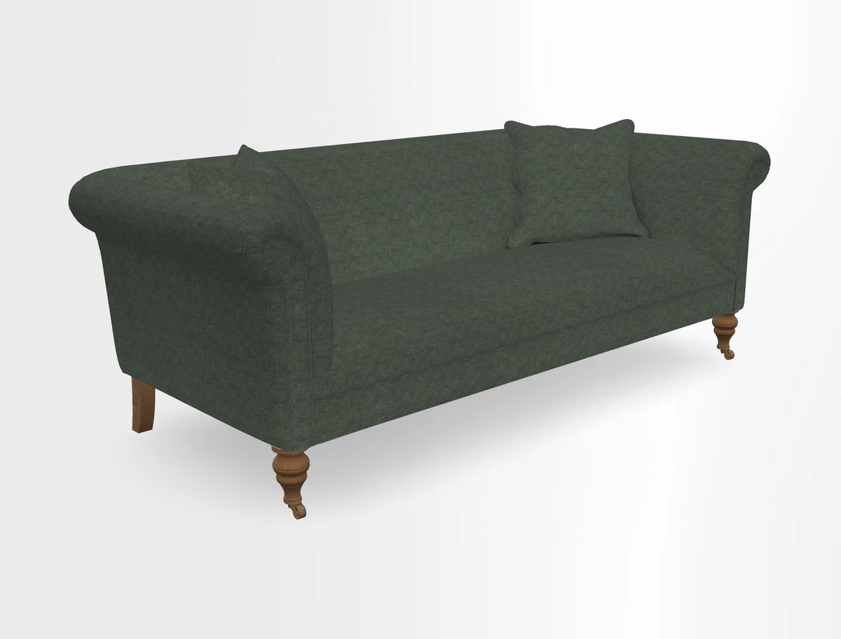 Masham 3 Seater Sofa in V&A Threads of India on Linen Paisley Splendour Steel