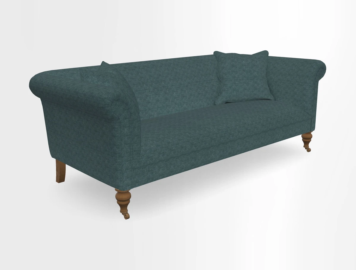Masham 3 Seater Sofa in V&A Threads of India on Linen Paisley Splendour Steel