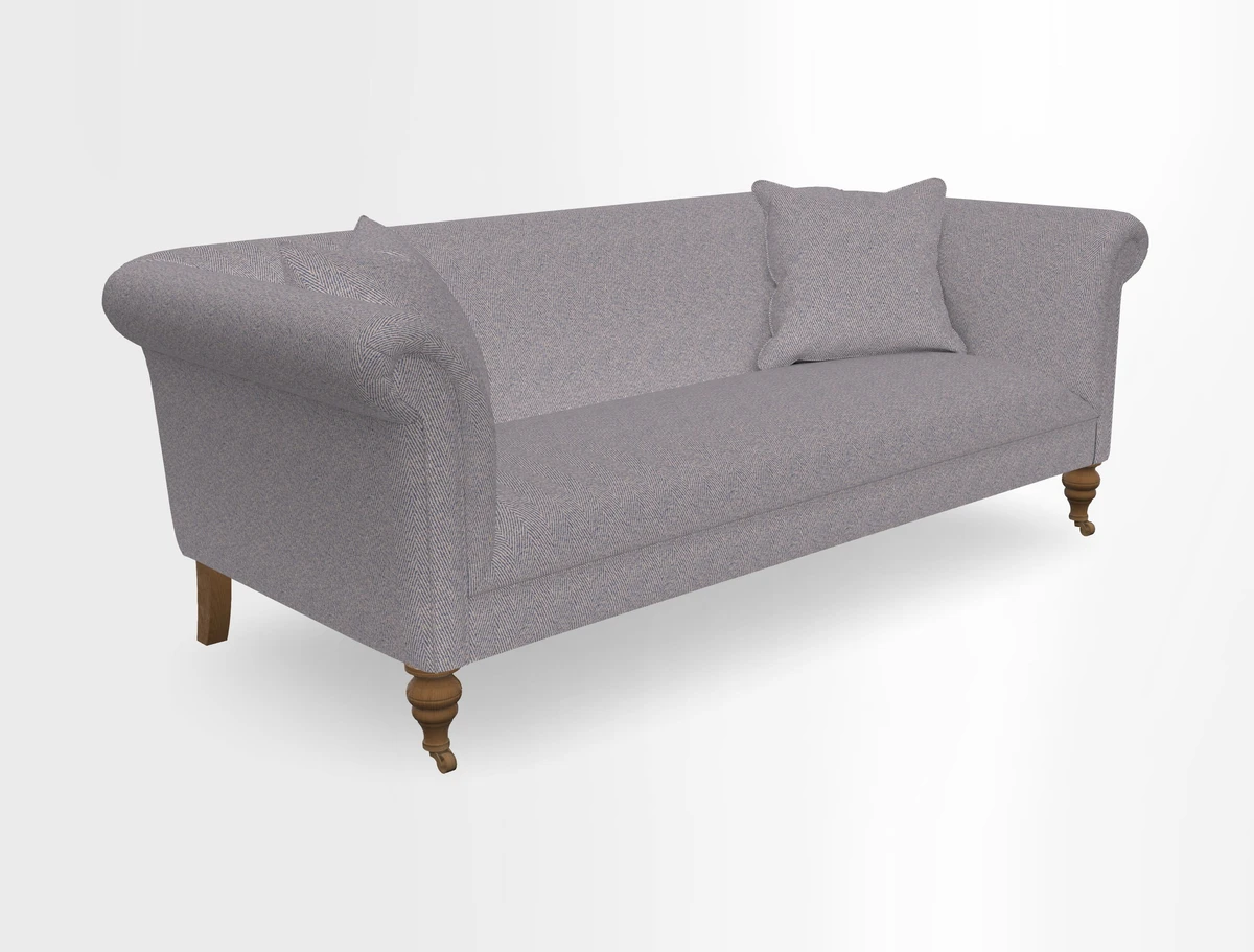 Masham 3 Seater Sofa in V&A Threads of India on Linen Paisley Splendour Steel