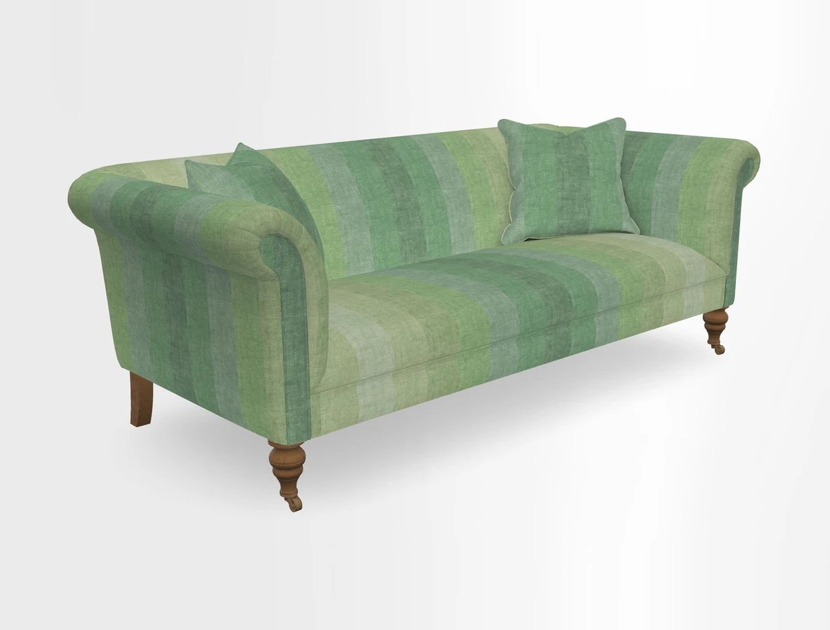Masham 3 Seater Sofa in V&A Threads of India on Linen Paisley Splendour Steel