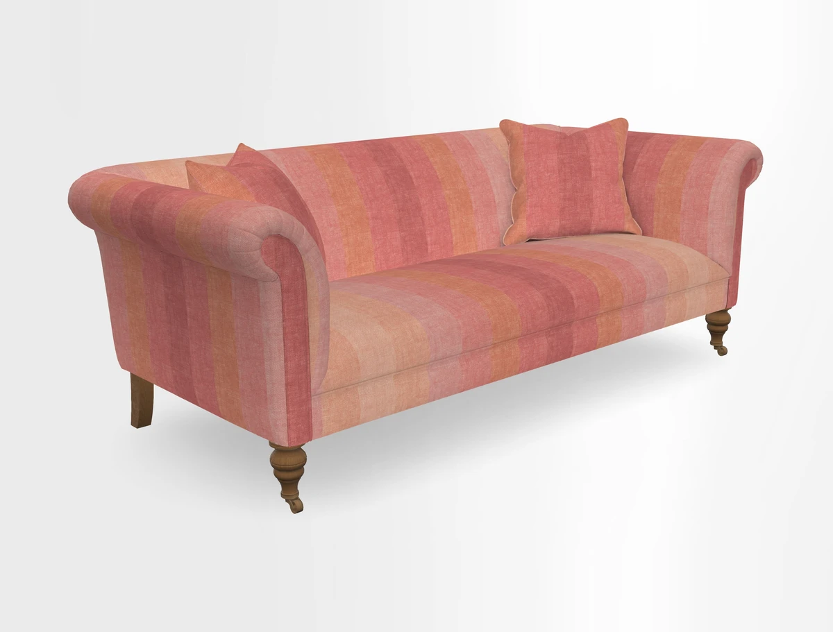 Masham 3 Seater Sofa in V&A Threads of India on Linen Paisley Splendour Steel
