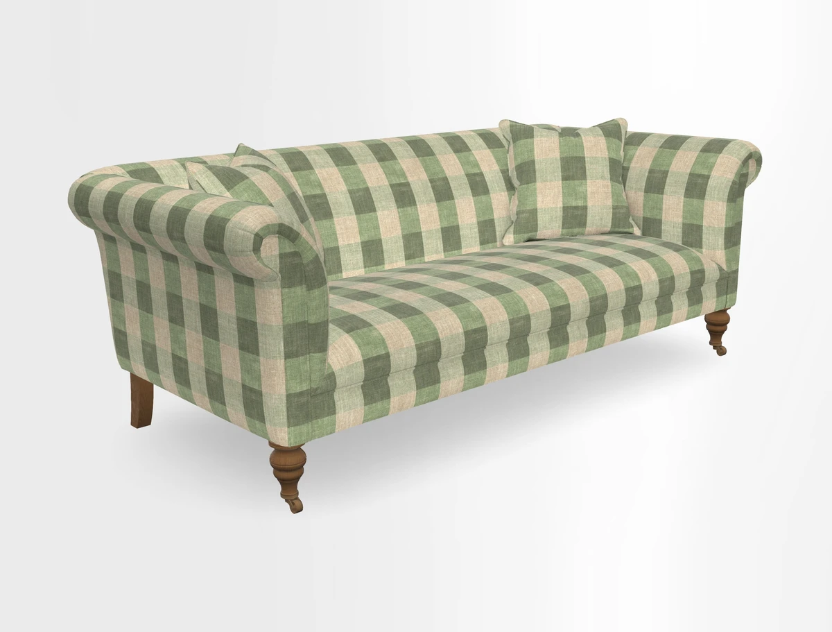 Masham 3 Seater Sofa in V&A Threads of India on Linen Paisley Splendour Steel