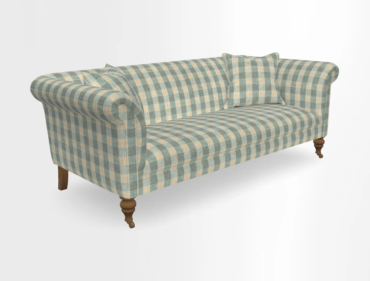 Masham 3 Seater Sofa in V&A Threads of India on Linen Paisley Splendour Steel