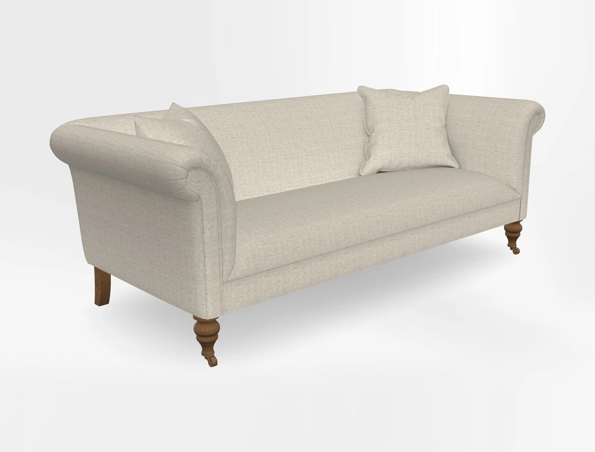 Masham 3 Seater Sofa in V&A Threads of India on Linen Paisley Splendour Steel
