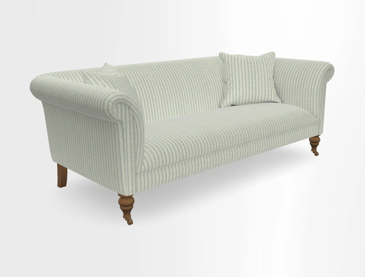 Masham 3 Seater Sofa in V&A Threads of India on Linen Paisley Splendour Steel