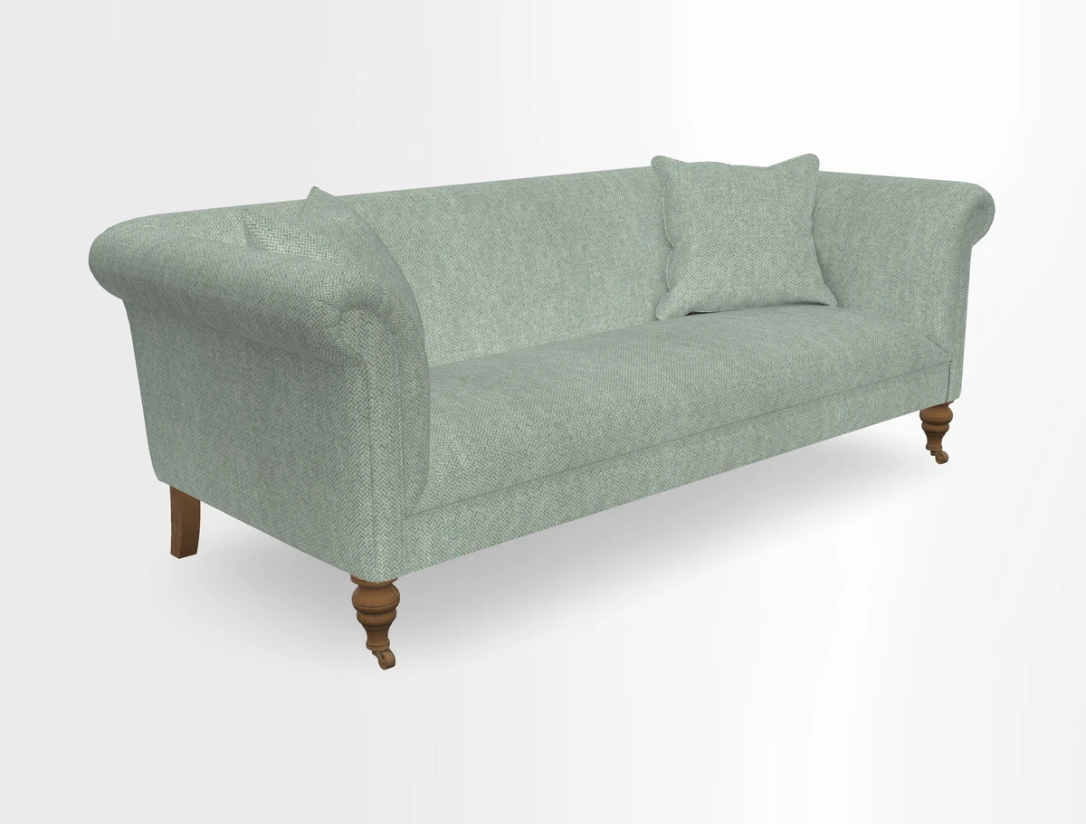 Masham 3 Seater Sofa in V&A Threads of India on Linen Paisley Splendour Steel