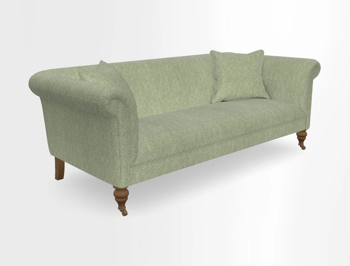 Masham 3 Seater Sofa in V&A Threads of India on Linen Paisley Splendour Steel