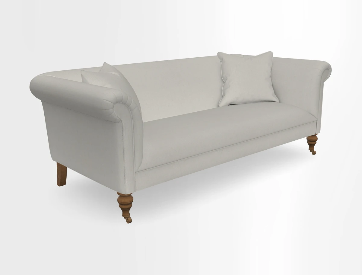 Masham 3 Seater Sofa in V&A Threads of India on Linen Paisley Splendour Steel