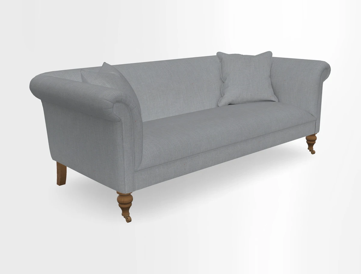 Masham 3 Seater Sofa in V&A Threads of India on Linen Paisley Splendour Steel