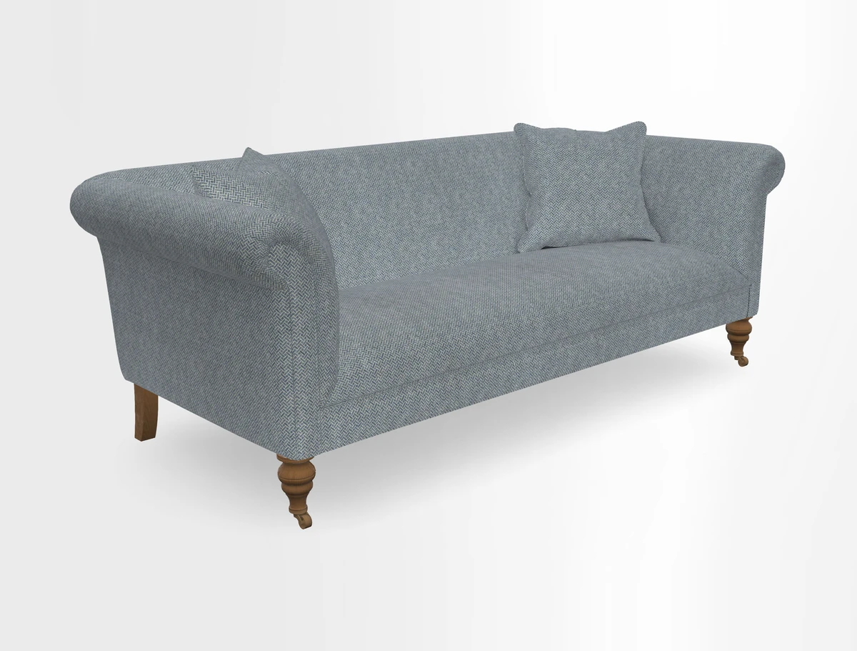 Masham 3 Seater Sofa in V&A Threads of India on Linen Paisley Splendour Steel