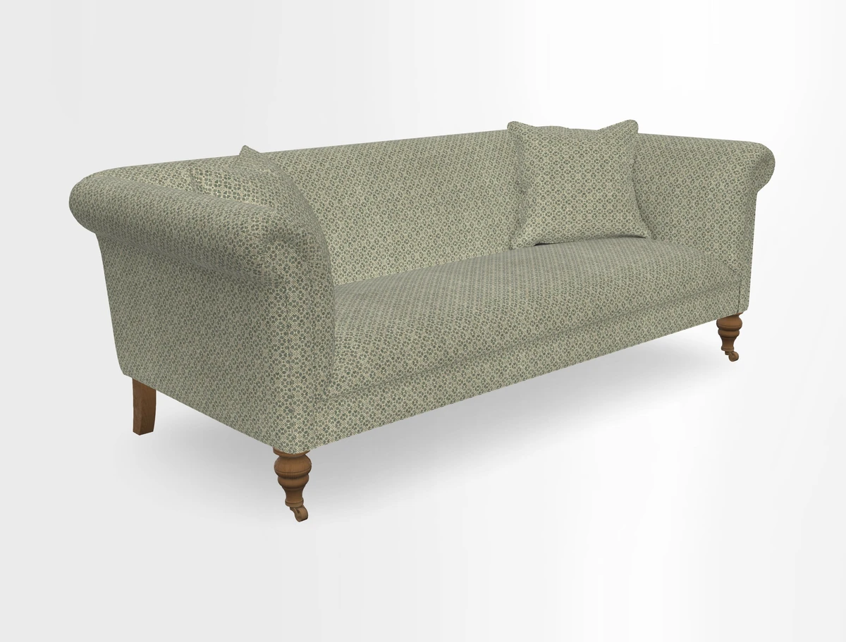 Masham 3 Seater Sofa in V&A Threads of India on Linen Paisley Splendour Steel