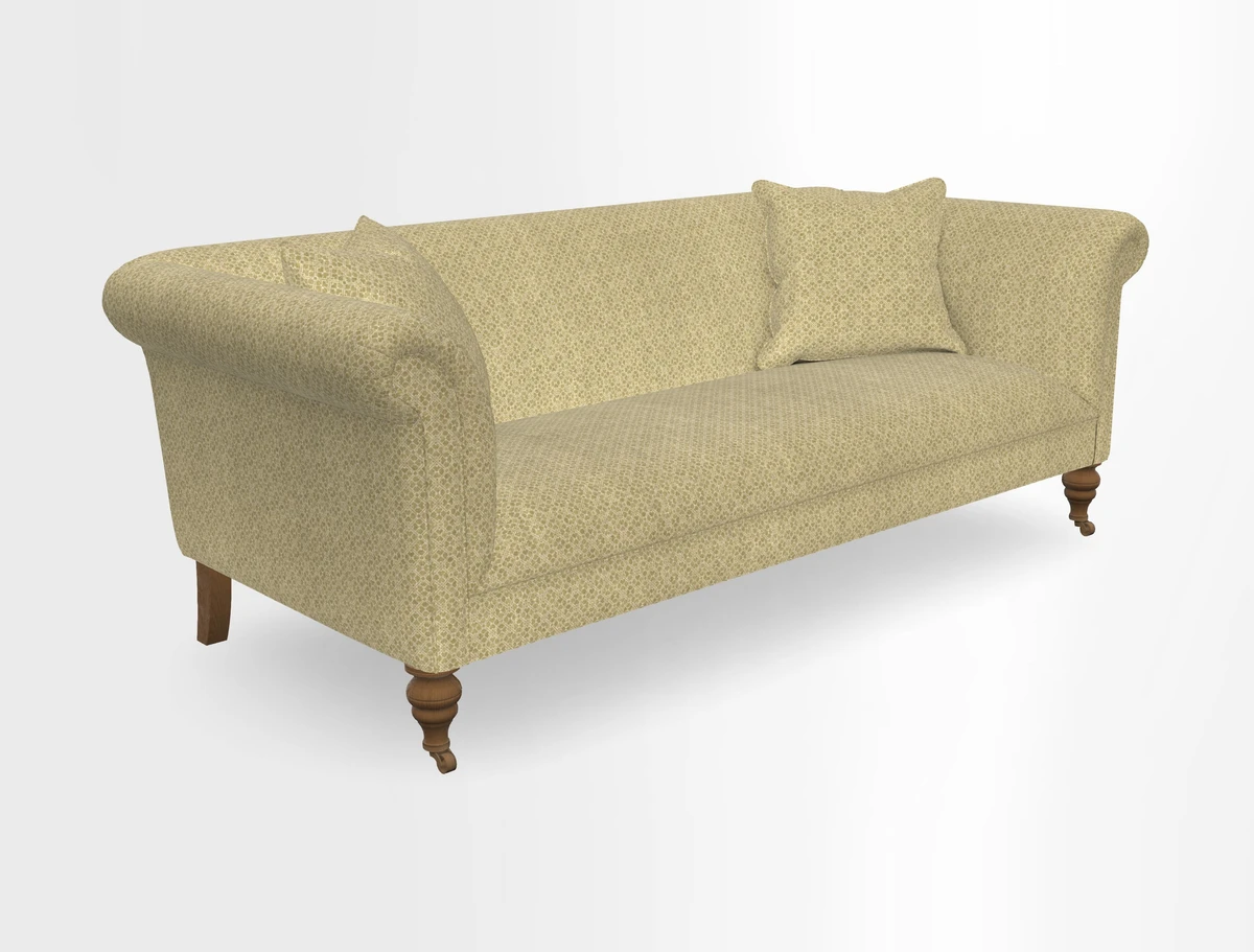 Masham 3 Seater Sofa in V&A Threads of India on Linen Paisley Splendour Steel