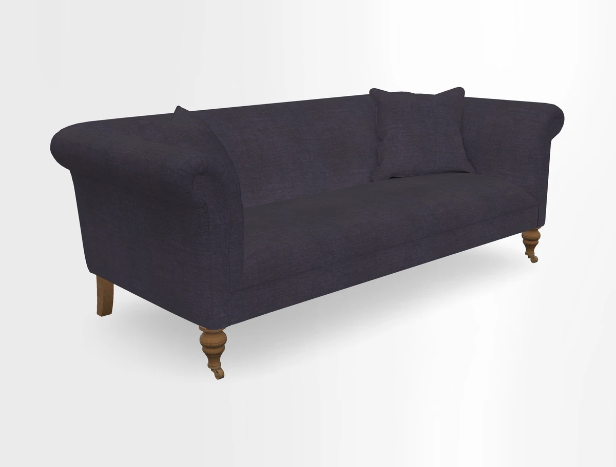 Masham 3 Seater Sofa in V&A Threads of India on Linen Paisley Splendour Steel