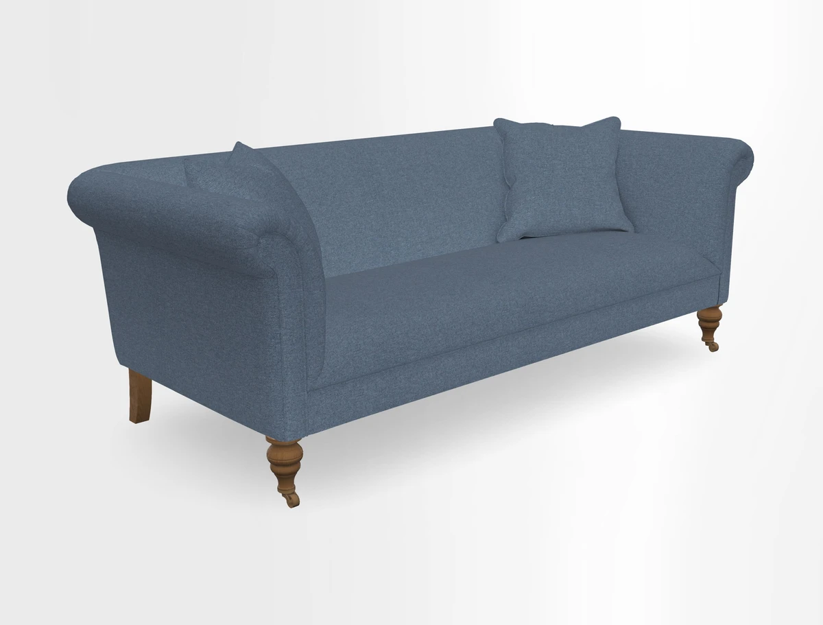 Masham 3 Seater Sofa in V&A Threads of India on Linen Paisley Splendour Steel