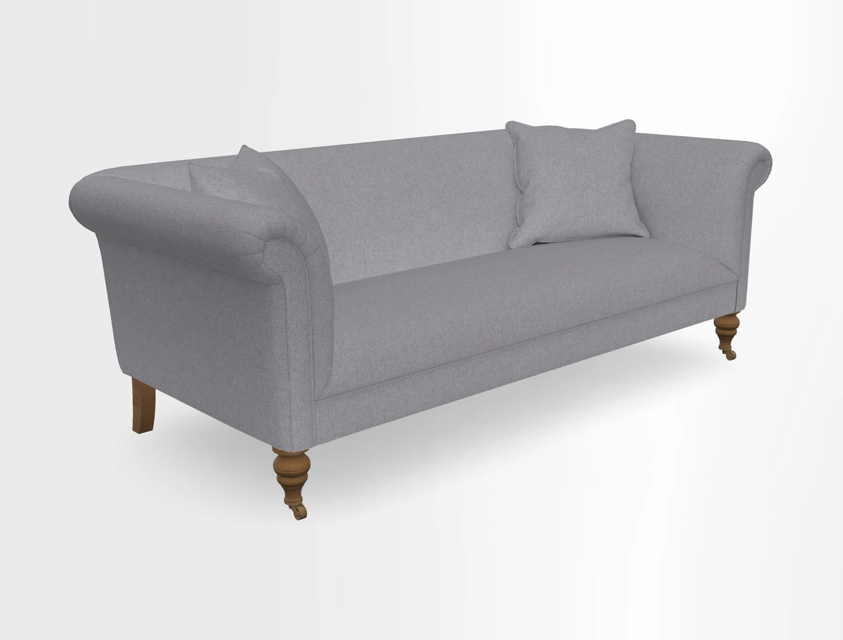 Masham 3 Seater Sofa in V&A Threads of India on Linen Paisley Splendour Steel