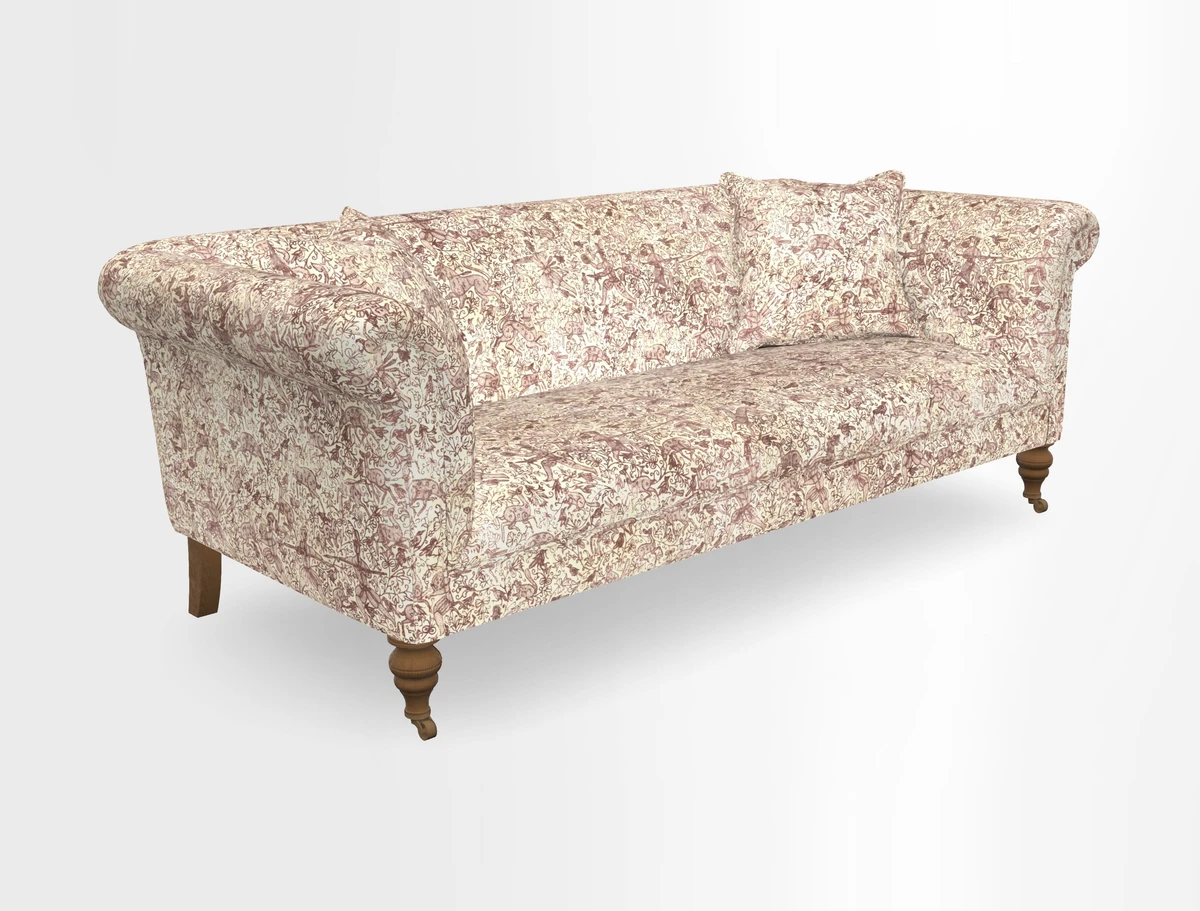 Masham 3 Seater Sofa in V&A Threads of India on Linen Paisley Splendour Steel