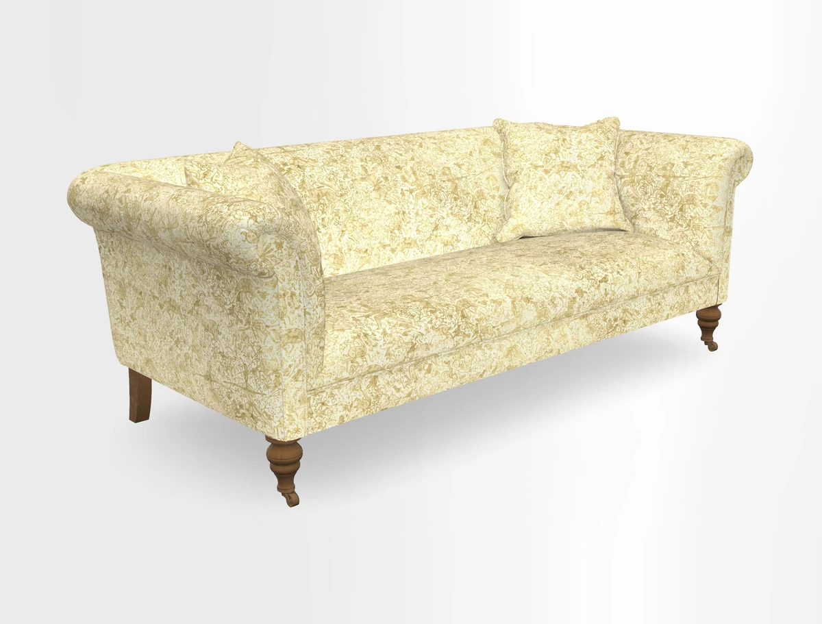 Masham 3 Seater Sofa in V&A Threads of India on Linen Paisley Splendour Steel