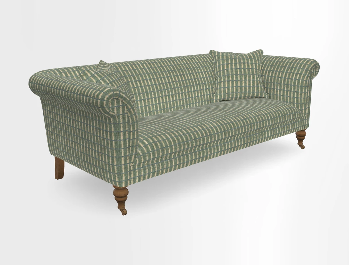 Masham 3 Seater Sofa in V&A Threads of India on Linen Paisley Splendour Steel