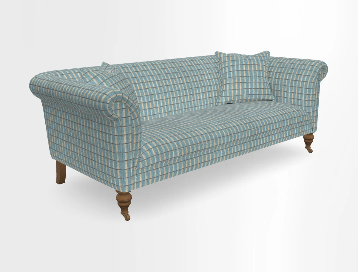 Masham 3 Seater Sofa in V&A Threads of India on Linen Paisley Splendour Steel