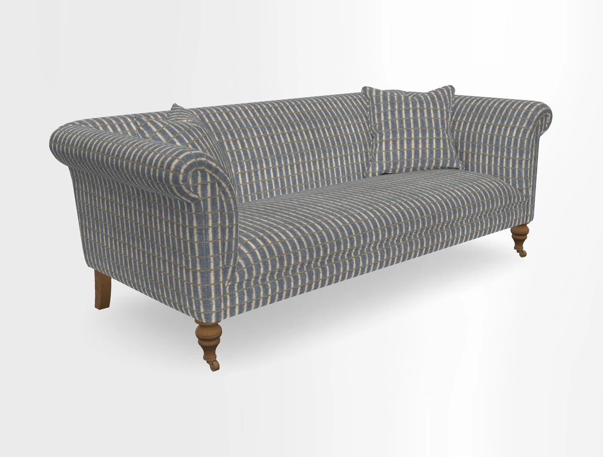 Masham 3 Seater Sofa in V&A Threads of India on Linen Paisley Splendour Steel