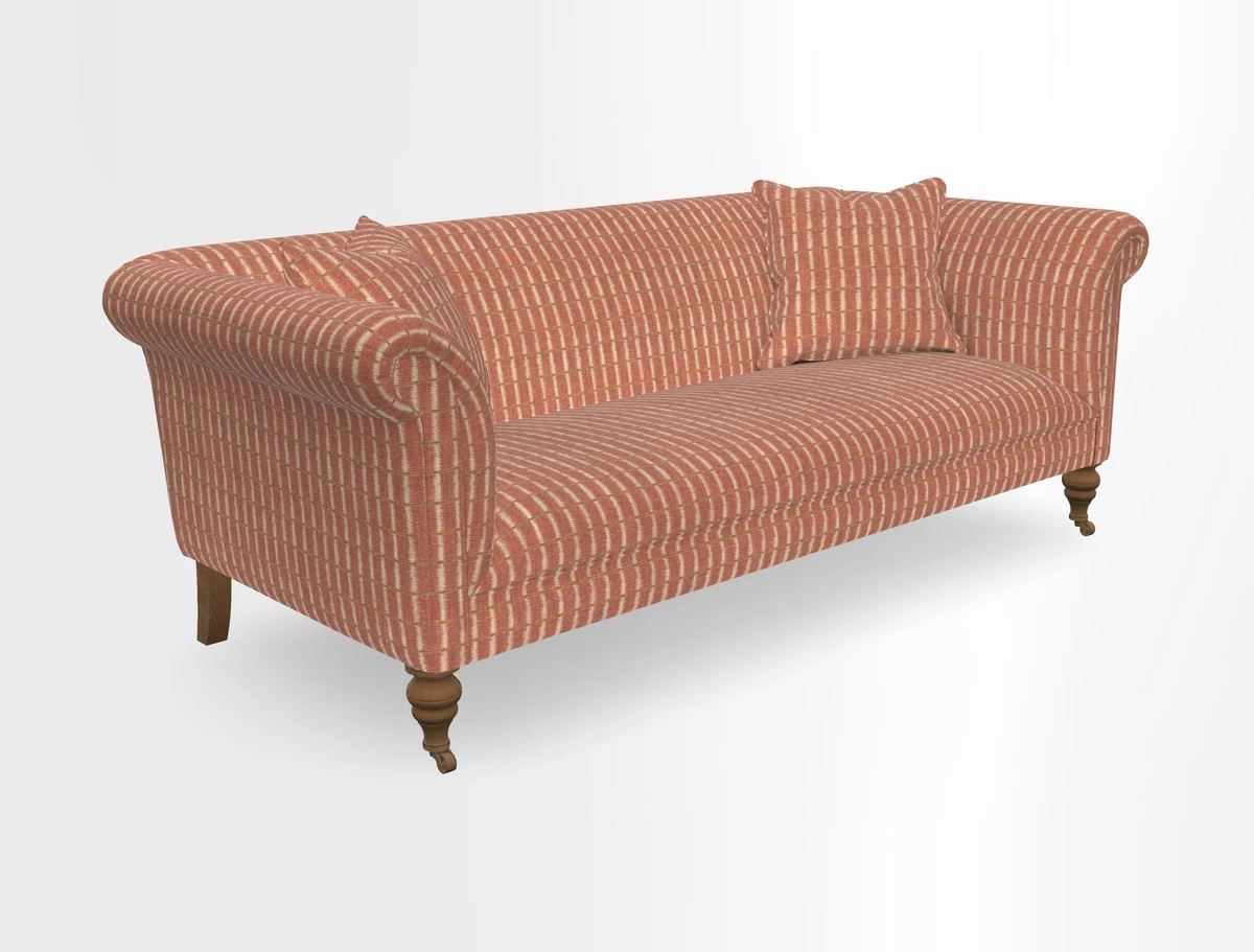 Masham 3 Seater Sofa in V&A Threads of India on Linen Paisley Splendour Steel