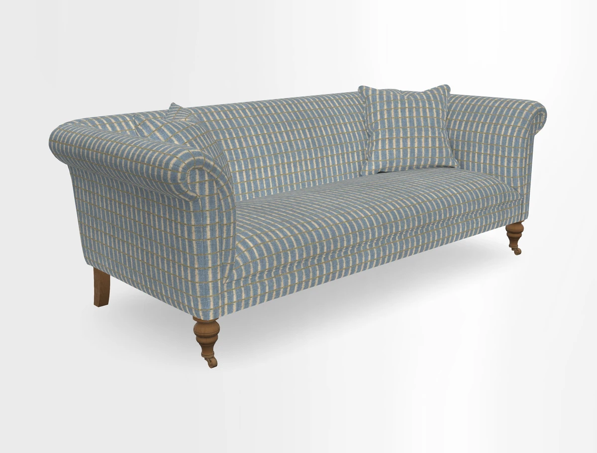 Masham 3 Seater Sofa in V&A Threads of India on Linen Paisley Splendour Steel
