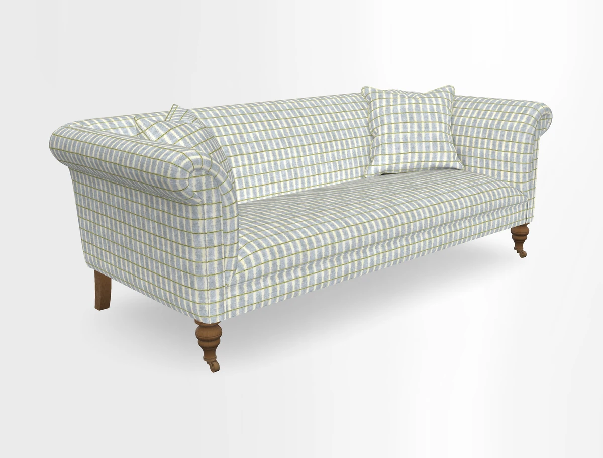Masham 3 Seater Sofa in V&A Threads of India on Linen Paisley Splendour Steel