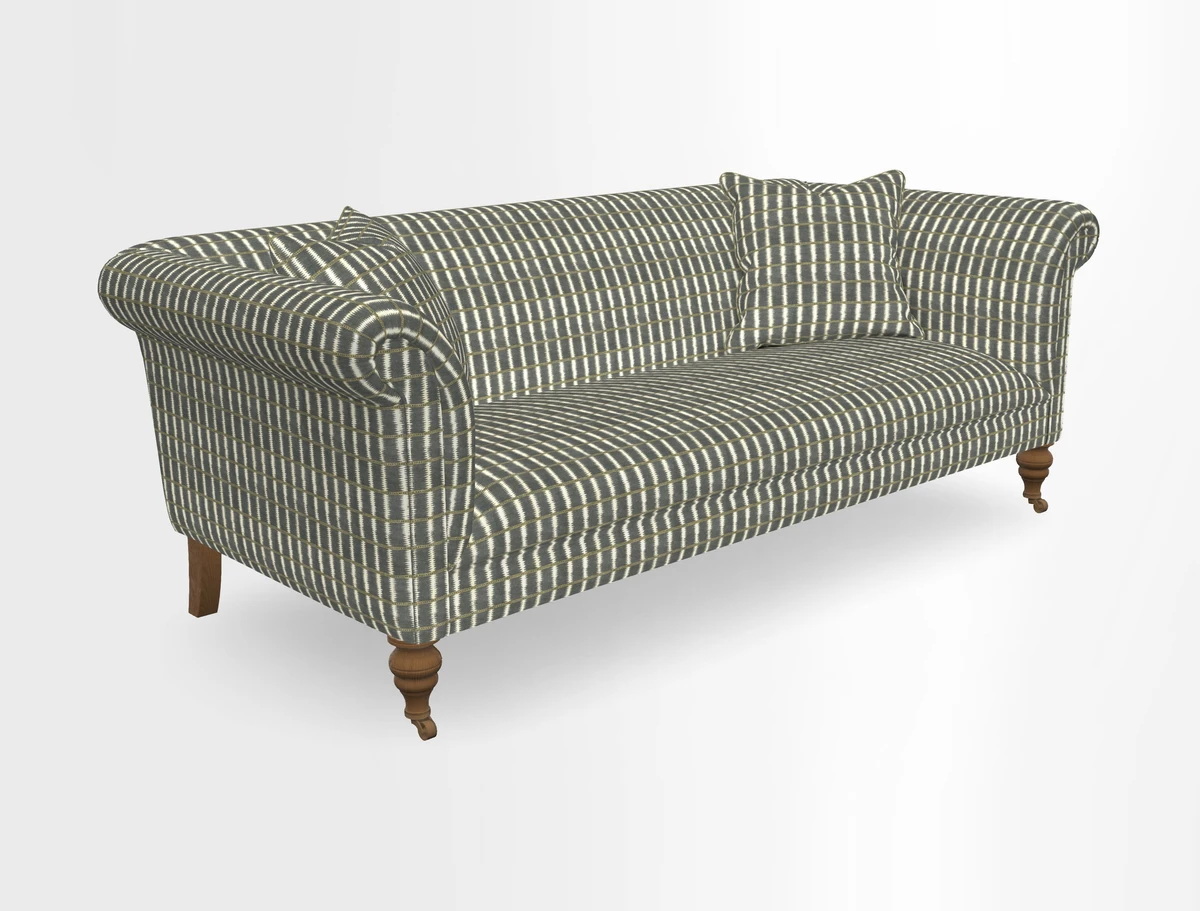 Masham 3 Seater Sofa in V&A Threads of India on Linen Paisley Splendour Steel