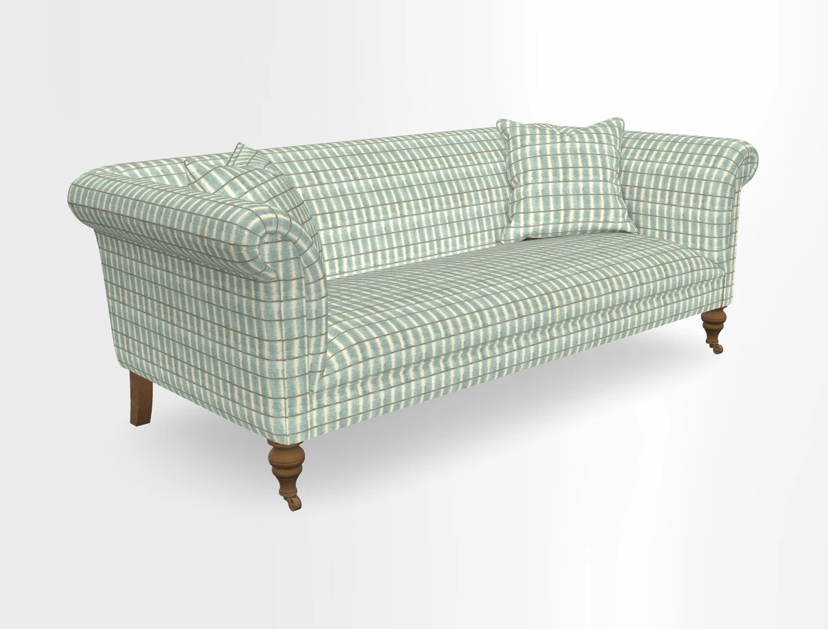 Masham 3 Seater Sofa in V&A Threads of India on Linen Paisley Splendour Steel