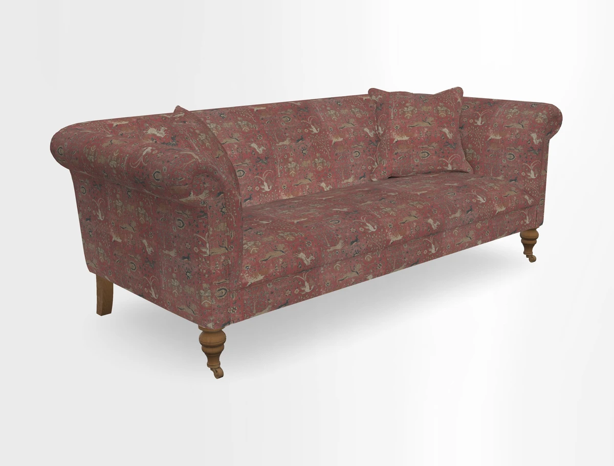 Masham 3 Seater Sofa in V&A Threads of India on Linen Paisley Splendour Steel