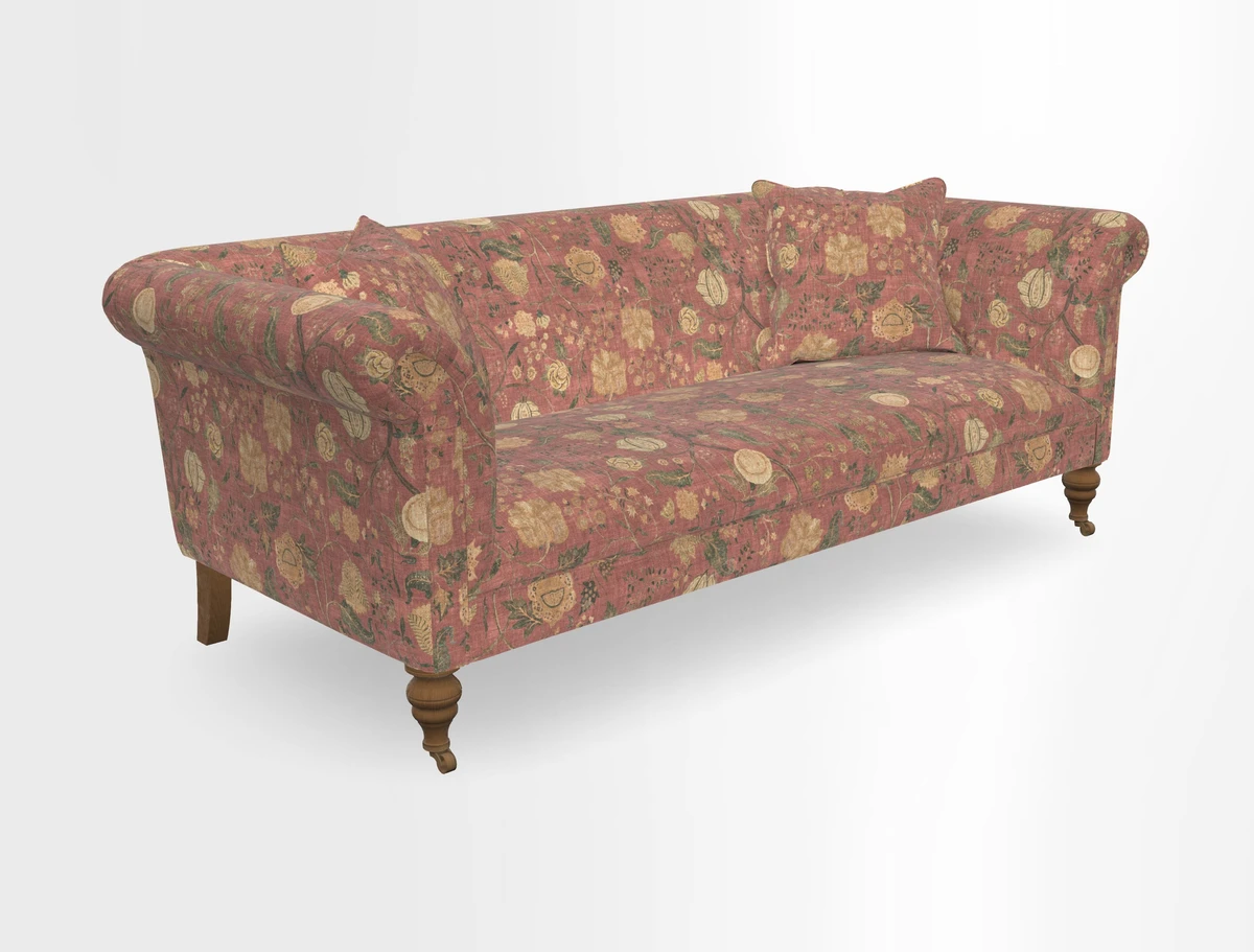 Masham 3 Seater Sofa in V&A Threads of India on Linen Paisley Splendour Steel