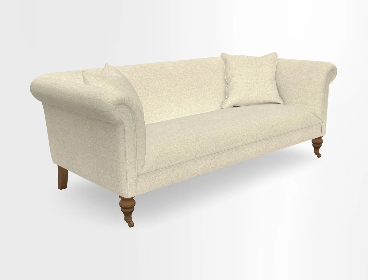 Masham 3 Seater Sofa in V&A Threads of India on Linen Paisley Splendour Steel