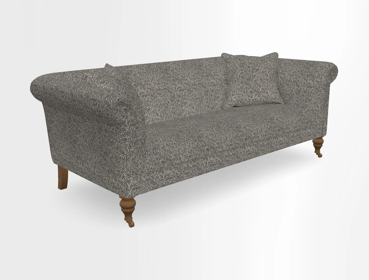 Masham 3 Seater Sofa in V&A Threads of India on Linen Paisley Splendour Steel